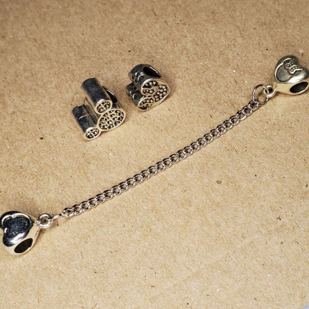 Set of 4: Mickey Mouse Beads - Safety Chain, Glass Bead & More. Create Own Brace - Picture 4 of 4